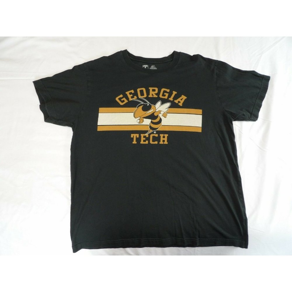 Georgia Tech Yellow Jackets T-Shirt Large Gray Short Sleeve Adult Black